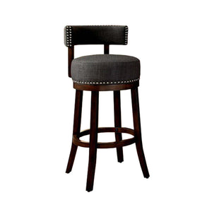 Benzara Lynsey 29"Barstool Withlinen Cushion, Gray Finish, Set Of 2 BM131363 Dark Oak, Gray Wood BM131363