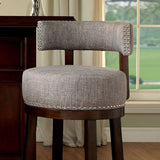 Benzara Lynsey 29"Barstool Withlinen Cushion, Light Gray Finish, Set Of 2 BM131364 Dark Oak, Light Gray Wood BM131364