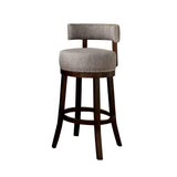 Benzara Lynsey 29"Barstool Withlinen Cushion, Light Gray Finish, Set Of 2 BM131364 Dark Oak, Light Gray Wood BM131364