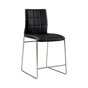 Benzara Kona II Contemporary Counter Height Chair, Black Finish, Set Of Two BM131371 Black Chrome Leatherette Wood BM131371