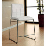 Benzara Kona II Contemporary Counter Height Chair, White Finish, Set Of 2 BM131372 White Chrome Leatherette Wood BM131372