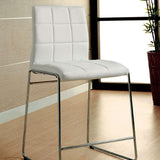 Benzara Kona II Contemporary Counter Height Chair, White Finish, Set Of 2 BM131372 White Chrome Leatherette Wood BM131372