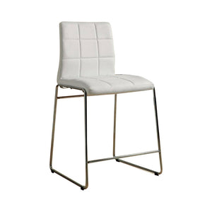 Benzara Kona II Contemporary Counter Height Chair, White Finish, Set Of 2 BM131372 White Chrome Leatherette Wood BM131372