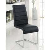 Benzara Mauna Contemporary Side Chair With Steel Tube, Black Finish, Set Of 2 BM131374 Black Chrome Leatherette BM131374