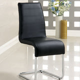 Benzara Mauna Contemporary Side Chair With Steel Tube, Black Finish, Set Of 2 BM131374 Black Chrome Leatherette BM131374