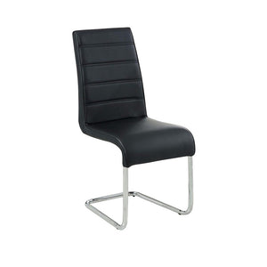 Benzara Mauna Contemporary Side Chair With Steel Tube, Black Finish, Set Of 2 BM131374 Black Chrome Leatherette BM131374