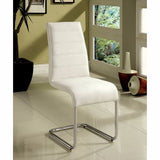 Benzara Mauna Contemporary Side Chair With Steel Tube,White Finish, Set Of Two BM131375 White Chrome Leatherette BM131375