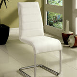 Benzara Mauna Contemporary Side Chair With Steel Tube,White Finish, Set Of Two BM131375 White Chrome Leatherette BM131375