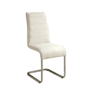 Benzara Mauna Contemporary Side Chair With Steel Tube,White Finish, Set Of Two BM131375 White Chrome Leatherette BM131375