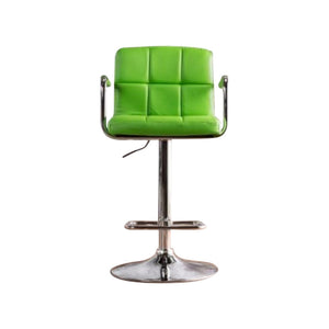 Benzara Corfu Contemporary Bar Stool With Arm In Green Pu BM131404 Green Chrome Leatherette BM131404