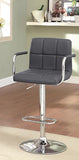 Benzara Corfu Contemporary Bar Stool With Arm In Gray Pu BM131405 Gray Chrome Leatherette BM131405