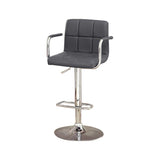 Benzara Corfu Contemporary Bar Stool With Arm In Gray Pu BM131405 Gray Chrome Leatherette BM131405