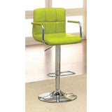 Benzara Corfu Contemporary Bar Stool With Arm In Yellow Pu BM131406 Lime Chrome Leatherette BM131406