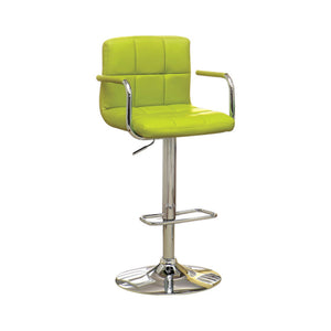 Benzara Corfu Contemporary Bar Stool With Arm In Yellow Pu BM131406 Lime Chrome Leatherette BM131406