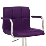 Benzara Corfu Contemporary Bar Stool With Arm In Purple Pu BM131408 Purple Chrome Leatherette BM131408