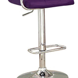 Benzara Corfu Contemporary Bar Stool With Arm In Purple Pu BM131408 Purple Chrome Leatherette BM131408