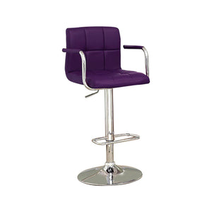 Benzara Corfu Contemporary Bar Stool With Arm In Purple Pu BM131408 Purple Chrome Leatherette BM131408