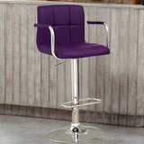 Benzara Corfu Contemporary Bar Stool With Arm In Purple Pu BM131408 Purple Chrome Leatherette BM131408