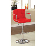 Benzara Corfu Contemporary Bar Stool With Arm In Red Pu BM131409 Red Chrome Leatherette BM131409