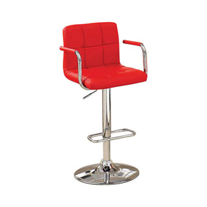 Benzara Corfu Contemporary Bar Stool With Arm In Red Pu BM131409 Red Chrome Leatherette BM131409