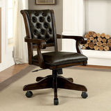 Benzara Kalia Contemporary Arm Chair, Brown Finish BM131413 Brown, Dark Brown Wood Leather BM131413