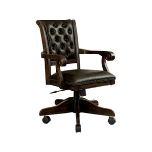 Benzara Kalia Contemporary Arm Chair, Brown Finish BM131413 Brown, Dark Brown Wood Leather BM131413