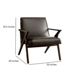 Benzara Dubois Contemporary Chair In Brown Finish BM131425 Brown Wood Leather BM131425