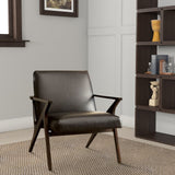 Benzara Dubois Contemporary Chair In Brown Finish BM131425 Brown Wood Leather BM131425