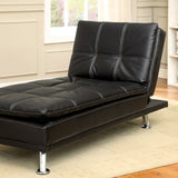 Benzara Modern Style Leatherette Chaise, Black BM131431 Black Leather BM131431