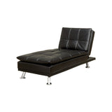 Benzara Modern Style Leatherette Chaise, Black BM131431 Black Leather BM131431