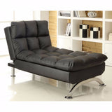 Benzara Sophisticatedly Designed Contemporary Leatherette Chaise, Black BM131432 Black Leather BM131432