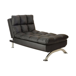 Benzara Sophisticatedly Designed Contemporary Leatherette Chaise, Black BM131432 Black Leather BM131432