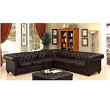 Benzara Stanford II Traditional Sofa Armless Chair, Brown Leatherette BM131441 Brown Leatherette BM131441