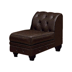 Benzara Stanford II Traditional Sofa Armless Chair, Brown Leatherette BM131441 Brown Leatherette BM131441