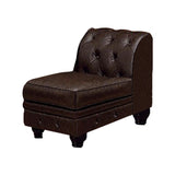 Benzara Stanford II Traditional Sofa Armless Chair, Brown Leatherette BM131441 Brown Leatherette BM131441