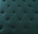 Benzara Fabric Upholstered Wooden Armless Chair with Bun Feet, Teal Blue and Brown BM131443 Blue Leatherette BM131443