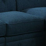 Benzara Fabric Upholstered Wooden Armless Chair with Bun Feet, Teal Blue and Brown BM131443 Blue Leatherette BM131443