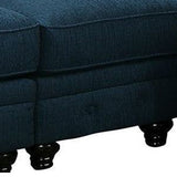 Benzara Fabric Upholstered Wooden Armless Chair with Bun Feet, Teal Blue and Brown BM131443 Blue Leatherette BM131443