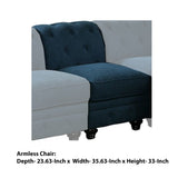 Benzara Fabric Upholstered Wooden Armless Chair with Bun Feet, Teal Blue and Brown BM131443 Blue Leatherette BM131443