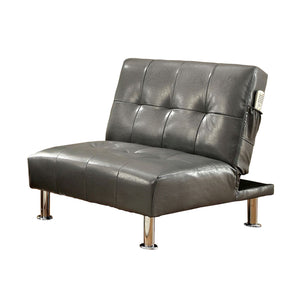 Benzara Bulle Contemporary Chair, Gray BM131498 Gray Leather BM131498