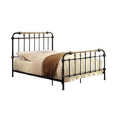 Benzara Metal Full Bed with Gold Accent, Black BM131755 Black and Gold Metal BM131755
