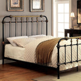 Benzara Classic Metal Twin Bed with gold accents, Black BM131757 Black and Gold Metal BM131757