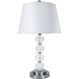 OONA Contemporary Table Lamp, Silver And Clear, Set of 2