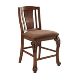 Benzara Johannesburg Traditional Counter Height Chair, Brown Cherry, Set Of 2 BM131797 Brown Cherry, Brown Wood BM131797