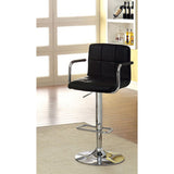 Benzara Corfu Contemporary Bar Stool With Arm, Black BM131809 Black Chrome Leatherette BM131809