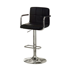 Benzara Corfu Contemporary Bar Stool With Arm, Black BM131809 Black Chrome Leatherette BM131809