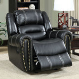 Benzara Frederick Transitional Glider Recliner Single Chair, Black Finish BM131820 Black Bonded Leather Match BM131820