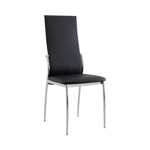 Benzara Kalawao Contemporary Side Chair, Black Finish, Set Of 2 BM131828 Black Chrome Leatherette BM131828