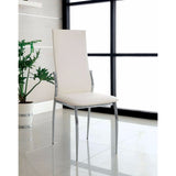 Benzara Kalawao Contemporary Side Chair, White Finish, Set Of 2 BM131829 White Chrome Leatherette BM131829