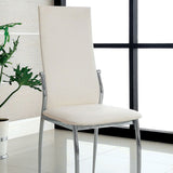 Benzara Kalawao Contemporary Side Chair, White Finish, Set Of 2 BM131829 White Chrome Leatherette BM131829